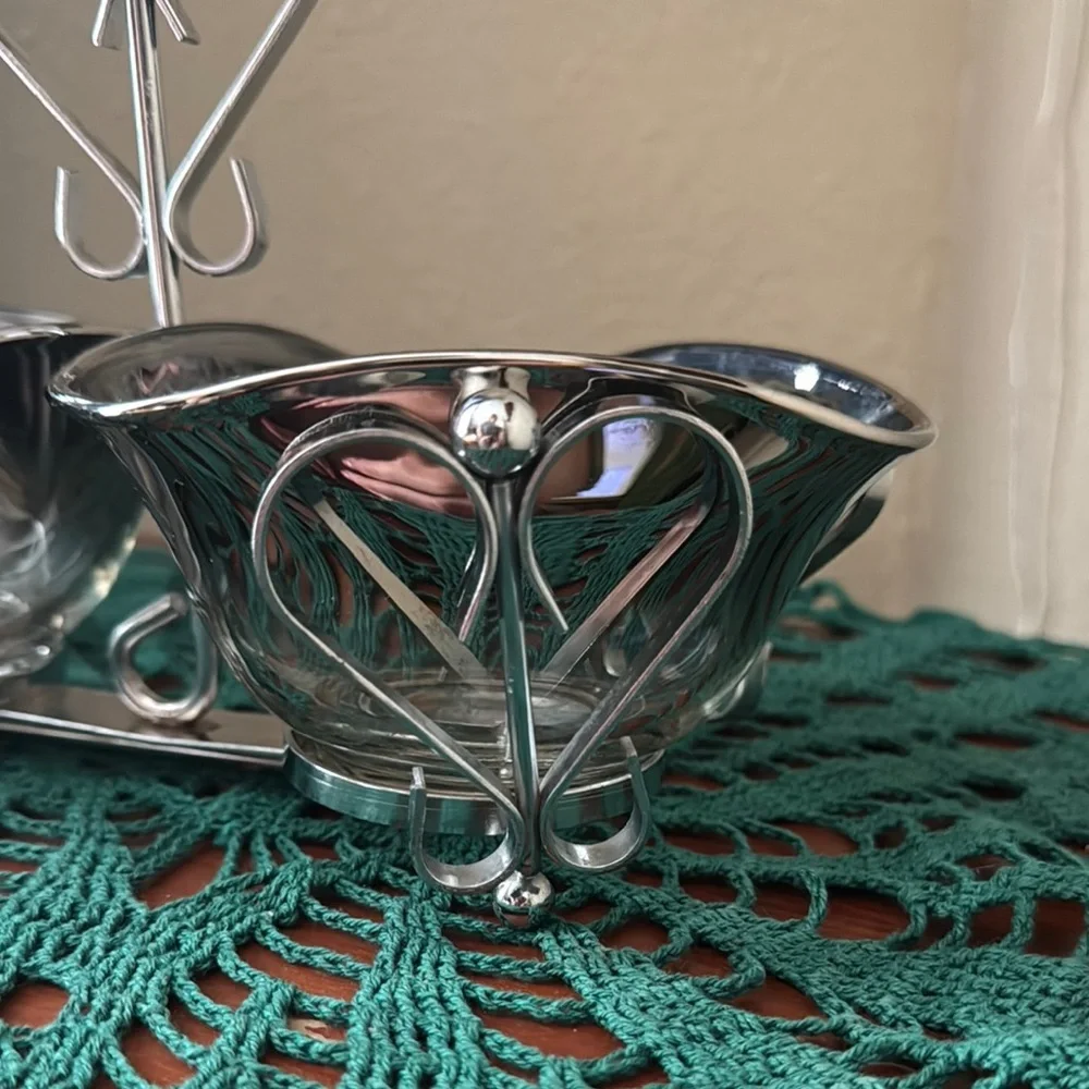 Vintage Double Condiment Dish with Heart Design